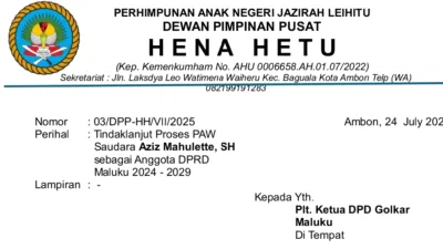 DPP Hena Hetu Desak Golkar Maluku Segera Proses PAW Aziz Mahulette