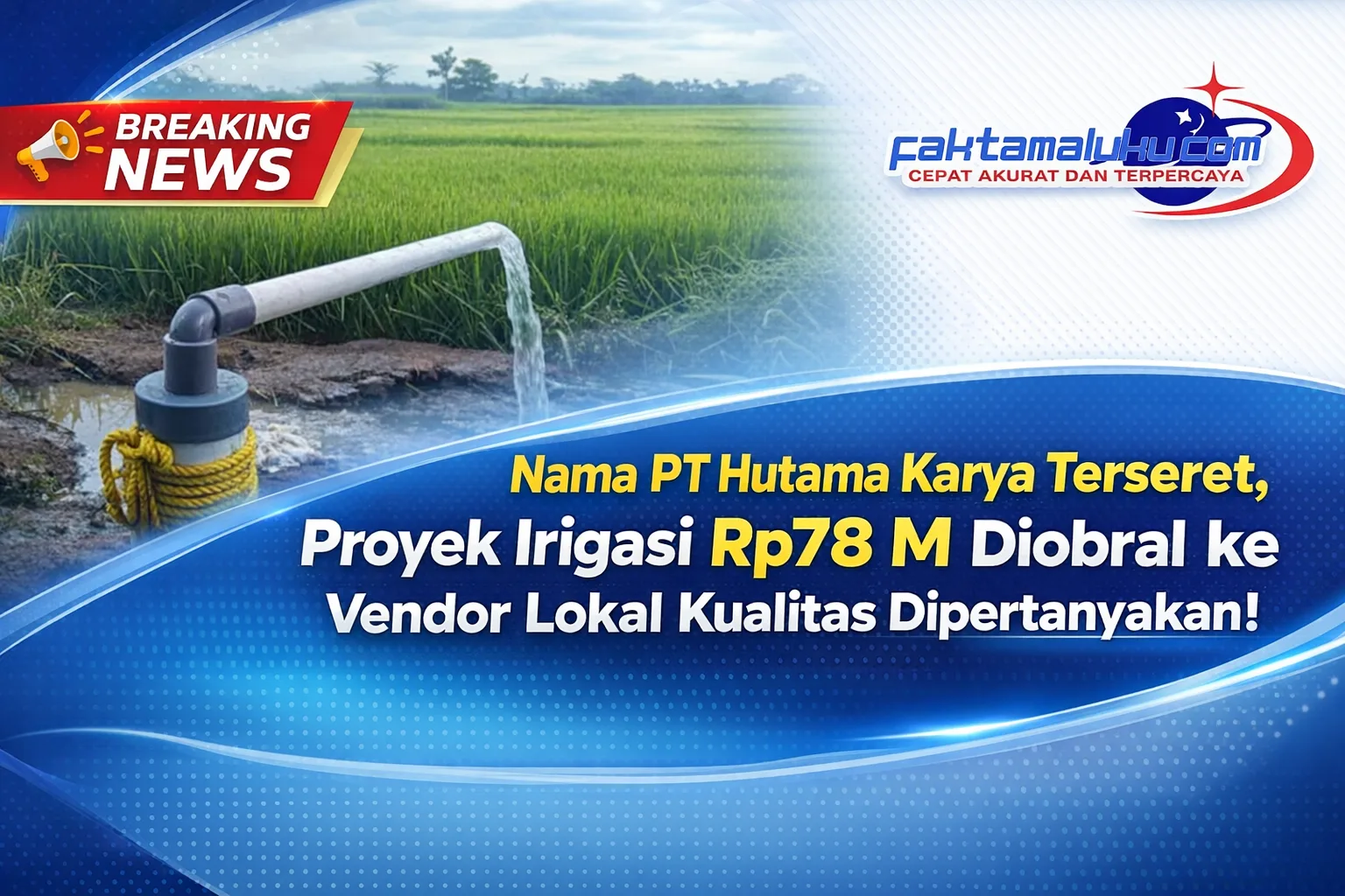Nama PT Hutama Karya Terseret, Proyek Irigasi Rp78 M Diobral ke Vendor Lokal Kualitas Dipertanyakan! 1 Proyek irigasi Rp78 M bermasalah